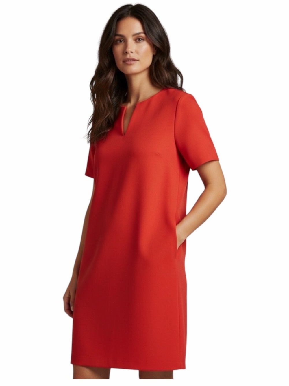 Banana Republic Curved Hem Shift Red Dress Size 2